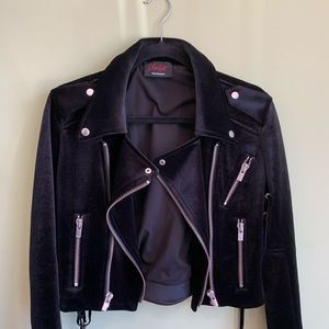 THE KOOPLES Black Velvet tie Moto Jacket